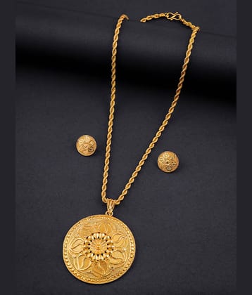 Lyriss Golden Brass Necklace Set ( Pack of 1 )
