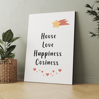 House Love Happiness Cosiness Wood Print Wall Art-9 x 12 Inches / Pinewood Thickness: 6mm