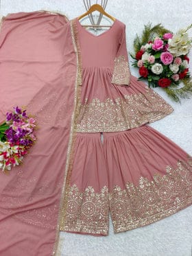 Beautiful Party Wear Kediya-Palazzo And Fancy Dupatta
