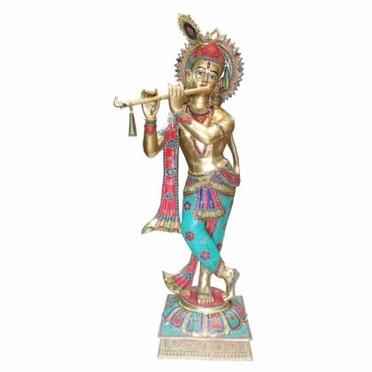 Brass Showpiece Krishna God Idol Statue (BSMAS691 A)