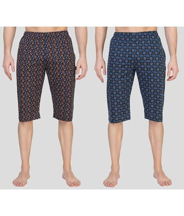 Zeffit - Multicolor Cotton Men's Three-Fourths ( Pack of 2 )