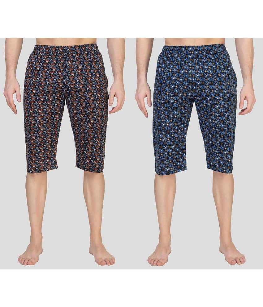 Zeffit - Multicolor Cotton Men's Three-Fourths ( Pack of 2 )