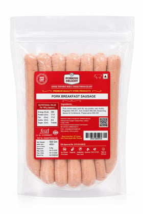 PORKISH DELIGHT Premium Pork Breakfast Sausage – 500g | Juicy & Savory Gourmet Links | High Protein, Keto-Friendly & Low Carb | No Fillers, Farm-Fresh Quality Pork | Perfect for Breakfast, Brunch & Meal Prep