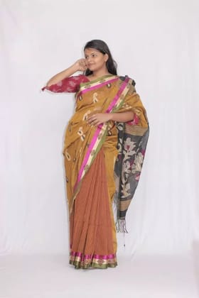 Tisser Cotton Handloom Silk Star Saree With Blouse Piece