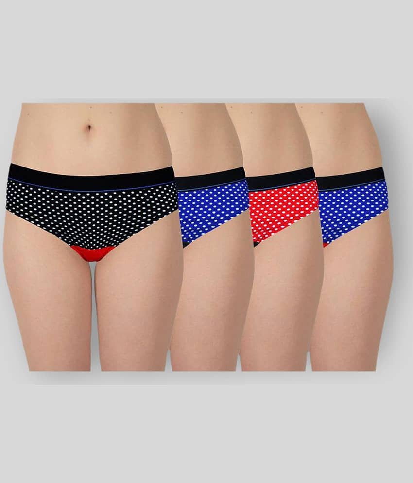 Selfcare Pack of 4 Cotton Women's Hipsters ( Multi Color )