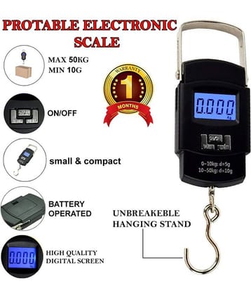 Electronic Digital Multi Purpose Hanging Weighing Scale up to 50Kg A08 Digital Luggage Weighing Scales Weighing Capacity - 1 Kg