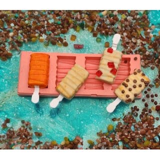 Ice cream cakesicle moulding Tray 4 Cavity mould square shape plastic popsicle tray with 4 white plastic icestick pack o