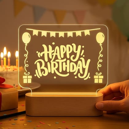 Happy Birthday Acrylic LED Lamp - A Joyful Gift by Giftana