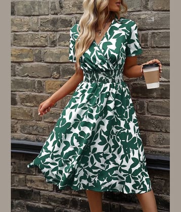 Sheetal associates Women Crepe Printed Fit & Flare Dress ( Blue )