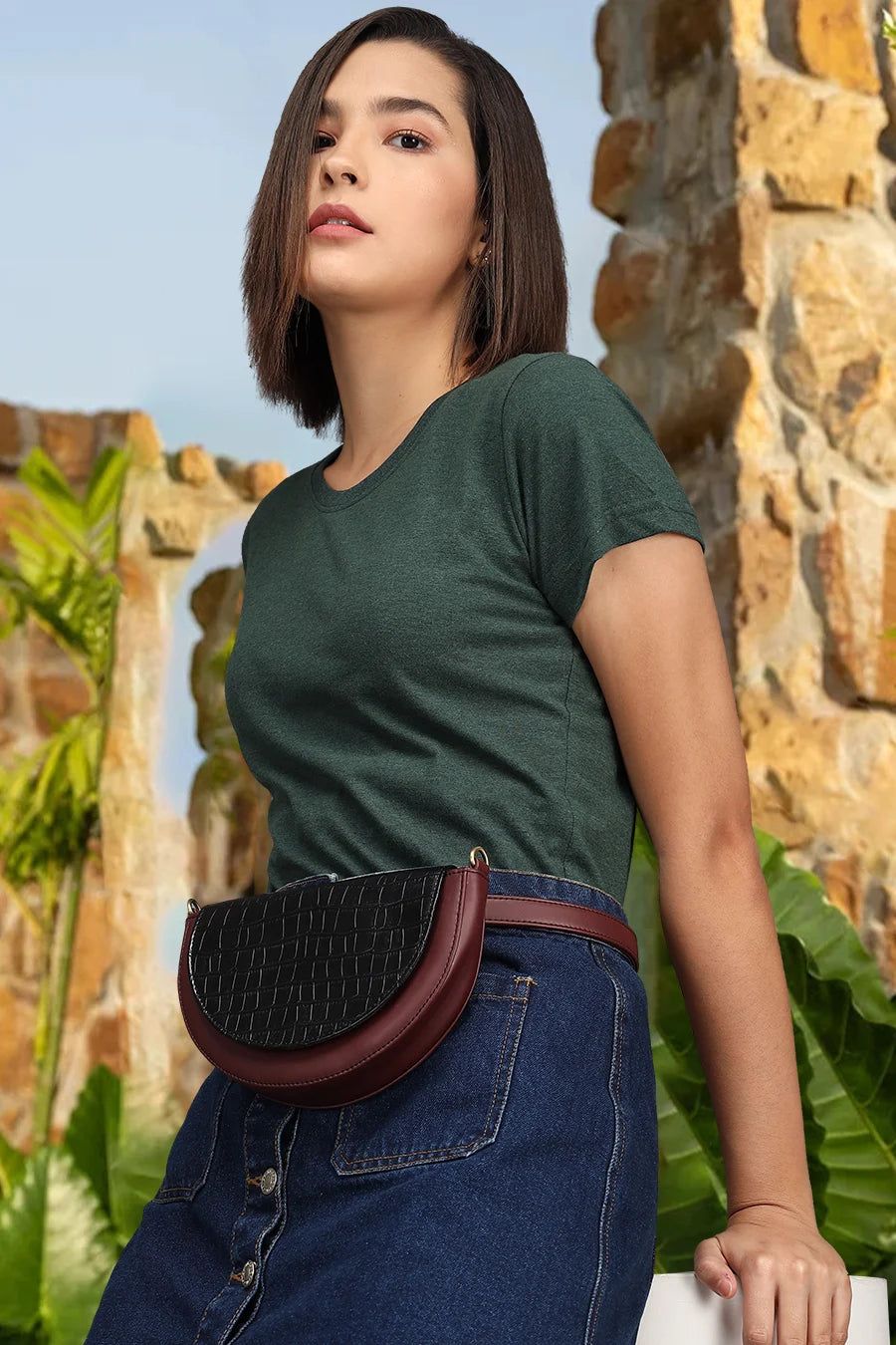 Classic Crew in Forest Melange-XS