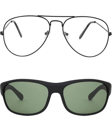 Kanny Devis - Black Wrap Around Sunglasses ( Pack of 2 )