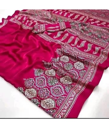 JIHANA FAB Georgette Printed Banarasi saree With Unstitched Blouse Piece ( Multicolor )