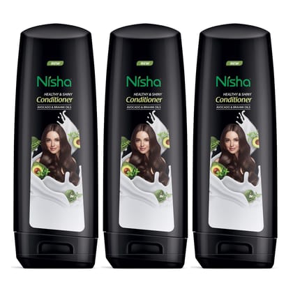Nisha Hair Conditioner, Healthy & Shiny Conditioner with Avocado & Brahmi Oils for Strong Hair 80ml Pack of 3 (Bottle)