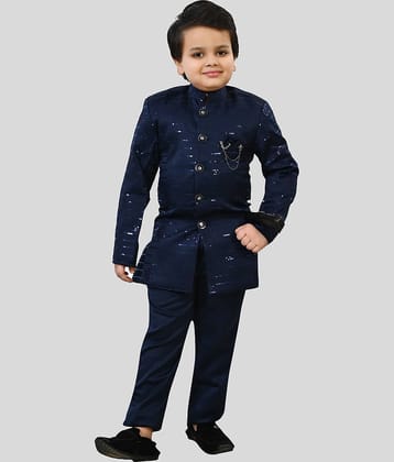 Arshia Fashions - Blue Polyester Boys Indo Western Sherwani & Churidar Set ( Pack of 1 )