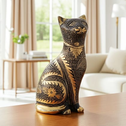 Brass Table Decor Showpiece Cat Statue (ANMAS045 B) Brass Table Decor Showpiece Cat Statue (ANMAS045 B)
