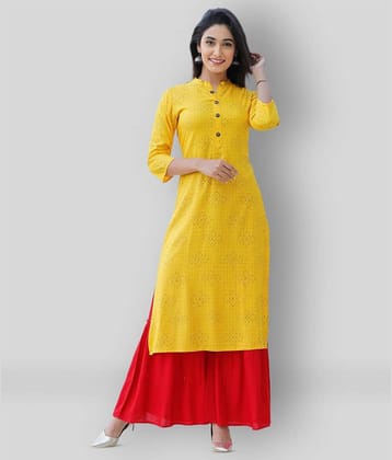 MAUKA - Yellow Straight Rayon Women's Stitched Salwar Suit ( Pack of 1 )