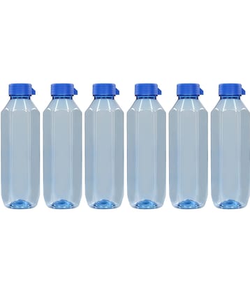 PearlPet Topaz-1000ML-GREEN-6PCS Green Plastic Water Bottle 1000 mL ( Set of 6 )