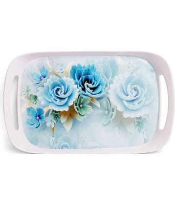 HomePro - Blue Floral Design Tray Multicolor Serving Tray ( Set of 1 )