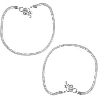 Vighnaharta Traditional White Metal Anklets Payal Pair for Women Girls  [VFJ1004PYL]