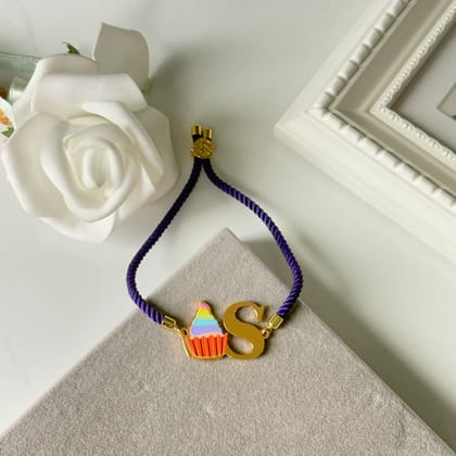 Personalised Cupcake Metal Rakhi-Purple