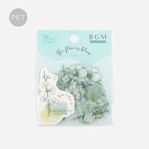 BGM PET Stickers- Mint Flowers Bloom