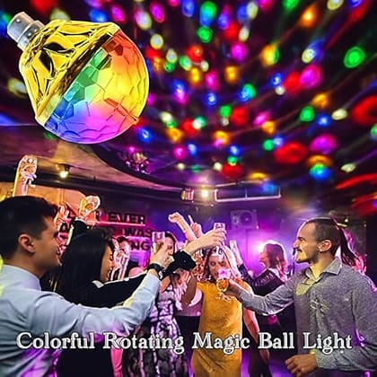 SPARKWORLD Pack of 3 Rotating RGB LED Disco Bulbs | Colorful Party Light with E27 Base for Home, DJ, Events & Decoration | Colour: Gold SPARKWORLD Pack of 3 Rotating RGB LED Disco Bulbs | Colorful Party Light with E27 Base for Home, DJ, Events & Decoration | Colour: Gold