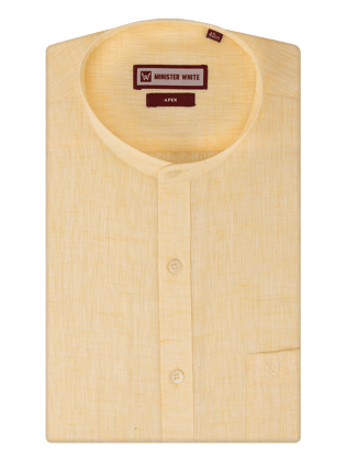 Men's Yellow Color Chinese Collar Regular Fit Shirt Apex-36 / Yellow