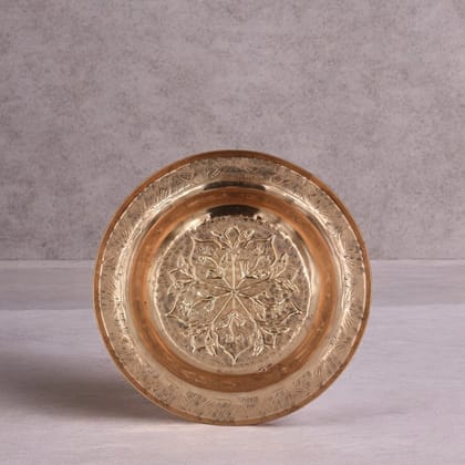 Kashmiri Copper and Black Engraved leaf design Plate Kashmiri Copper and Black Engraved leaf design Plate