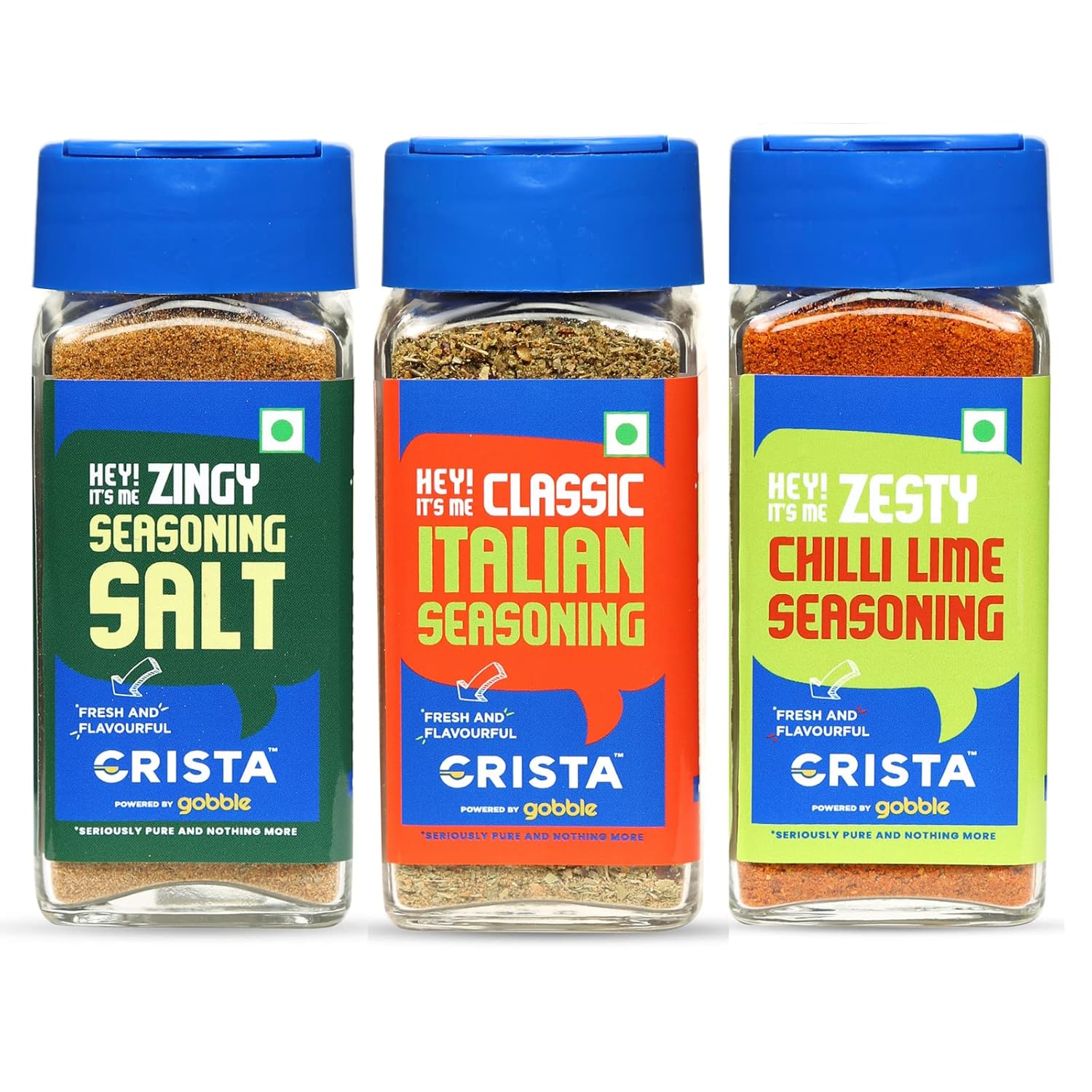 CRISTA International Multipurpose Seasonings Combo Pack (Seasoning Salt 50 gm, Chilli Lime Seasoning 50 gm & Italian Seasoning 40 gm) - Pack of 3