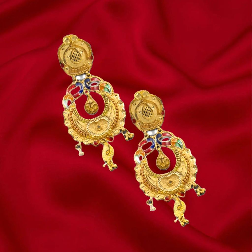 Elegant Gold-Plated Meenakari Earrings – Traditional Gift for Women