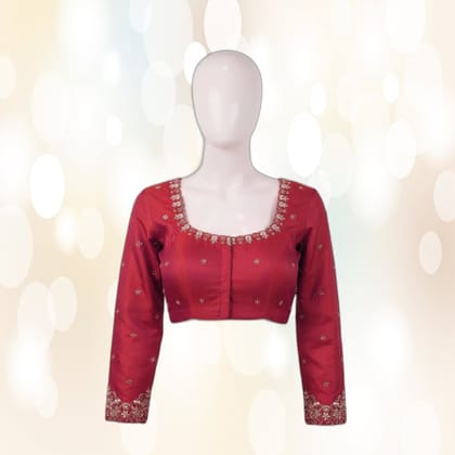 Red Maggam Work Designer Blouse (36 Alterable) | Intricate Hand Embroidery | Ethnic Party Wear Red Maggam Work Designer Blouse (36 Alterable) | Intricate Hand Embroidery | Ethnic Party Wear