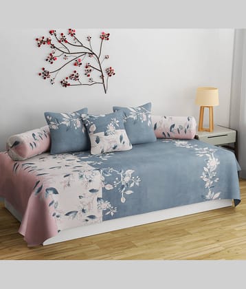 Apala Microfibre Abstract Diwan Set 6 Pcs - Gray