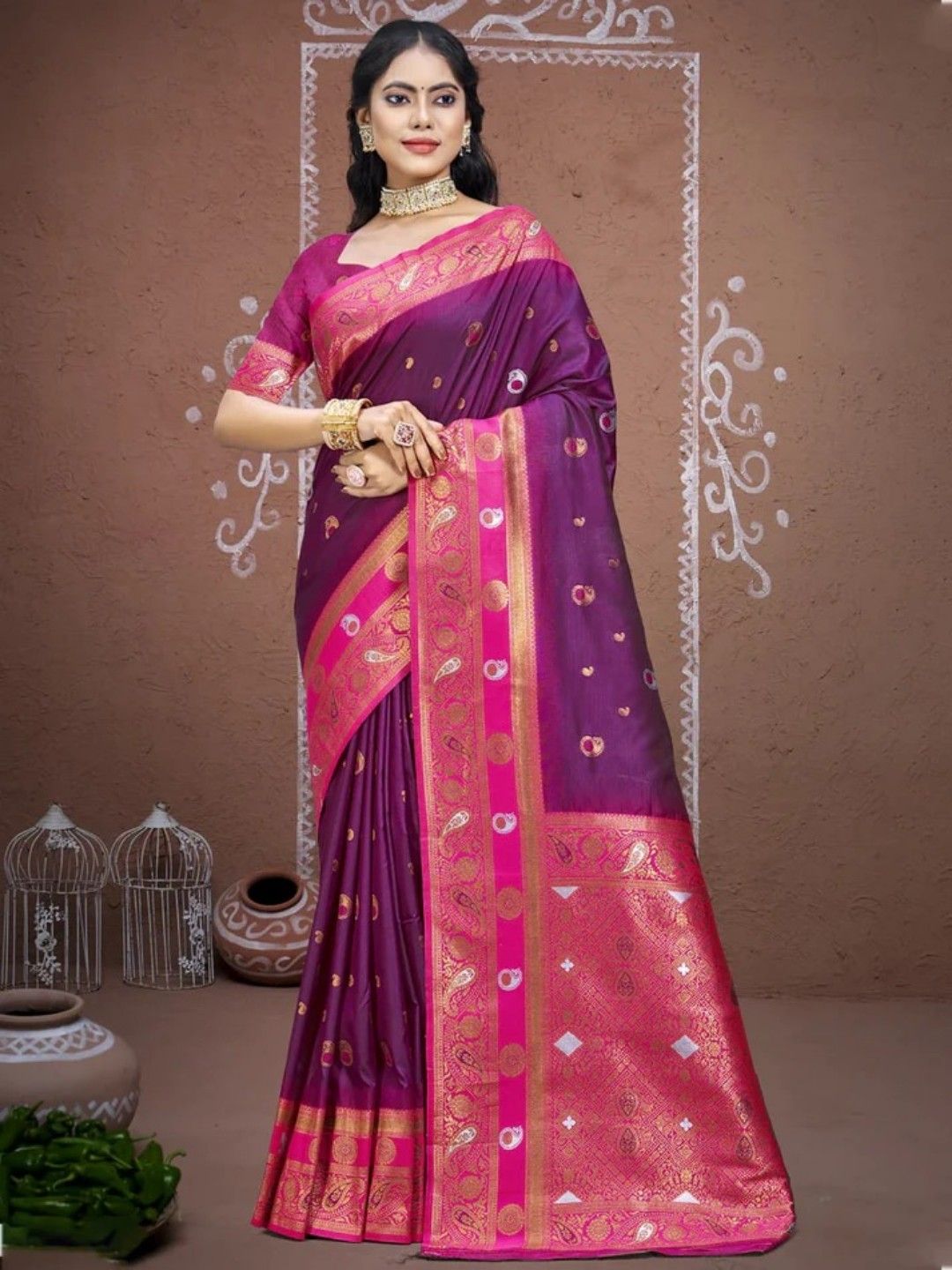 Wine Silk Saree