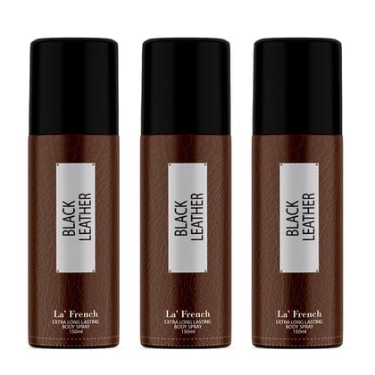 Black Leather Deodorant For Men - 150ml (Pack of 3)