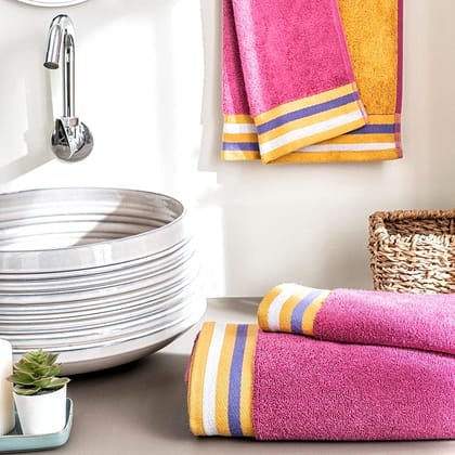 DDECOR - Zest Collection 100% Cotton Bomboo Plains And Textures Pattern 500TC Hand Towel |40 CM X 60 CM| - Multi