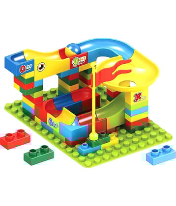 Rainbow Riders 66 PCS Variable Sliding Marble Race & City Building Blocks Fun for Girls and Boys 3+ Years Multicolored Educational Toys