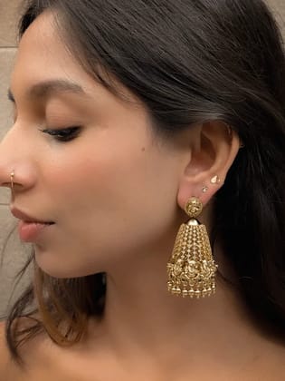Ganpatiji top AD mesh conical ganpatiji domb jhoomki(Jhoomki L-6.5cm)