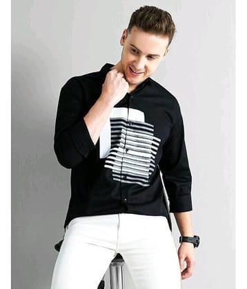 FREKMAN 100% Cotton Regular Fit Striped Full Sleeves Men's Casual Shirt - Black ( Pack of 1 )