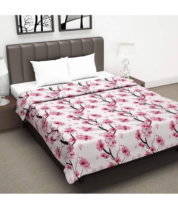 DIVINE CASA Double Cotton Pink Floral Dohar