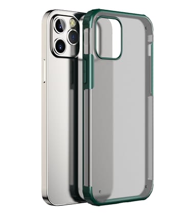 Rugged Frosted Series Semi Transparent PC Shock Proof Slim Back Cover for Apple iPhone 12 Pro, Green