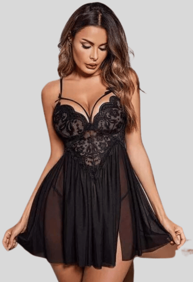 Luxuries Bliss  Black Lace Babydoll Nightwear