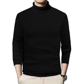 Fashlook Solid Full Sleeve Casual Black Sweaters For Mens