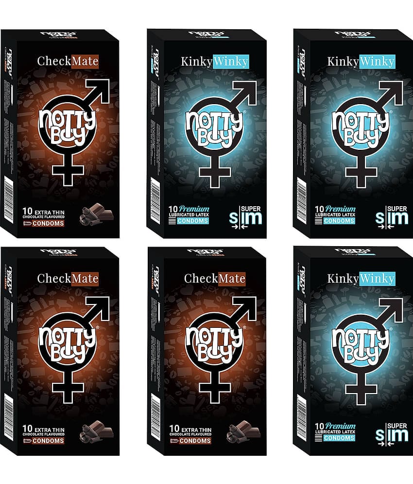 NottyBoy Ultra Thin Smooth and Chocolate Flavoured Combo Pack Condoms For Men - 60 Units