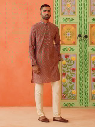 Satin Printed Kurta Set-XS/36 / Kurta Churidaar Set