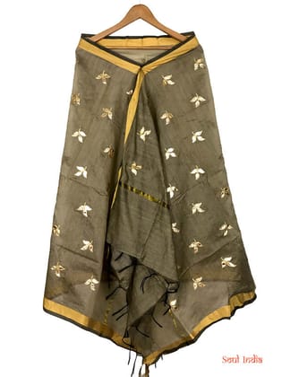 Chanderi Gota Patti Dupatta-Grey