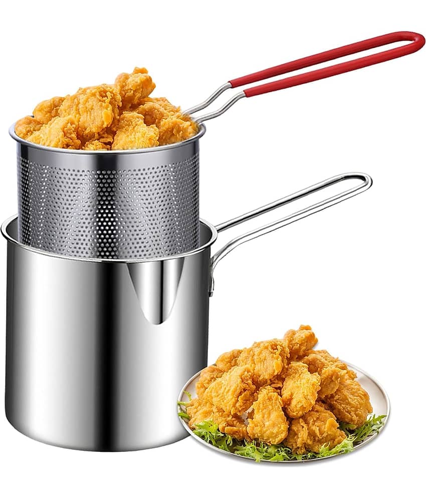 RAMDEV ENTERPRISE Non Coated Stainless Steel Fry Pan Heavy Bottom without Lid 9 cm Diameter 0.5 Ltr