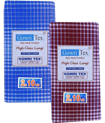 GOWRI TEX Cotton Blend Men's Lungi Multicolor ( Pack of 2 )