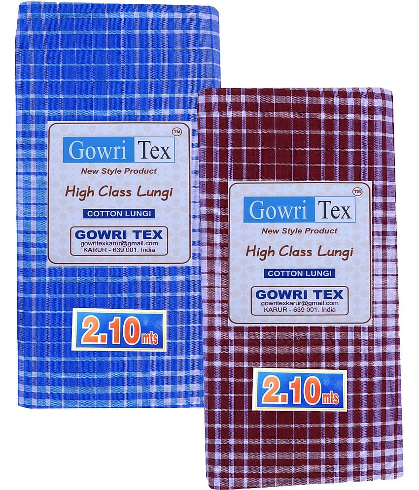 GOWRI TEX Cotton Blend Men's Lungi Multicolor ( Pack of 2 )
