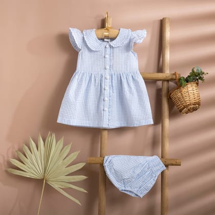 Poshaak Checkered Frilled Baby Girl Dress-3-6 months