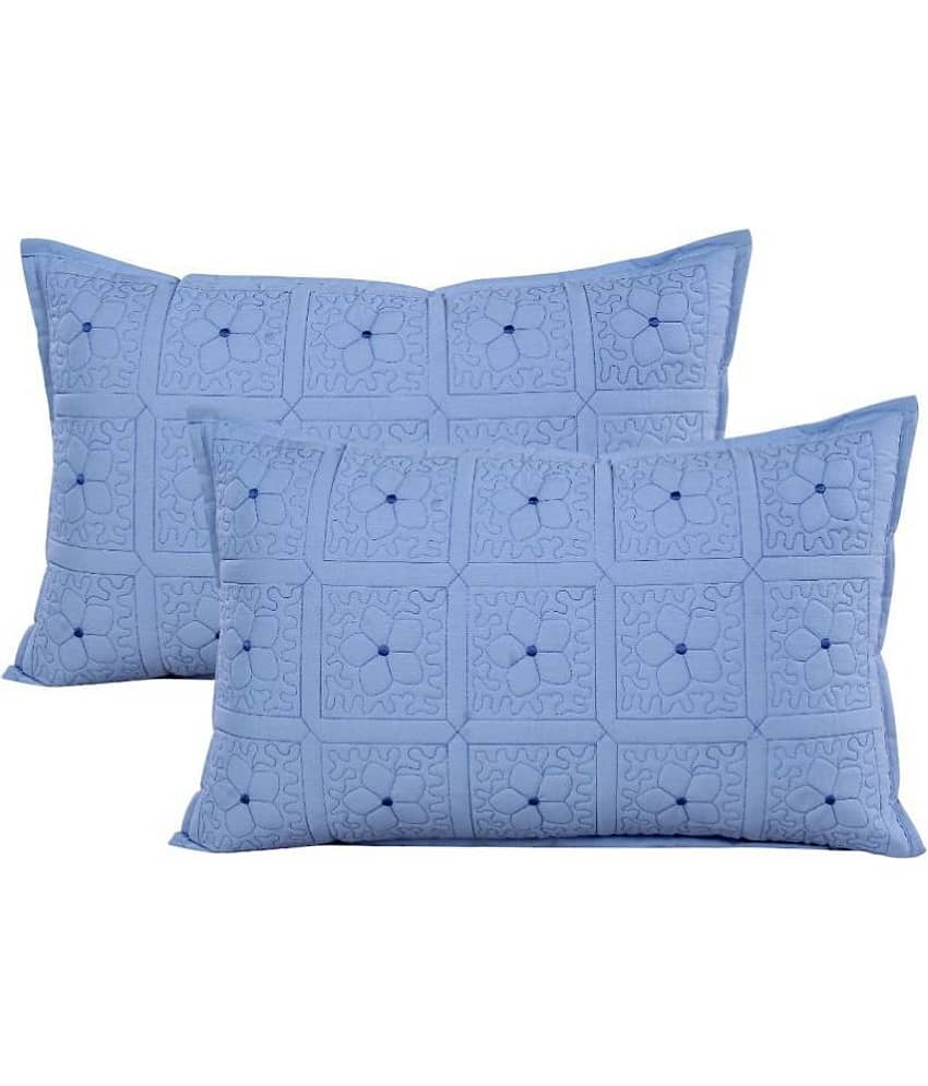 MAHALUXMI COLLECTION Pack of 2 Blue Pillow Cover